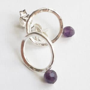 Pendientes Aro Hammer Amatista Remachada